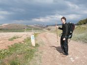 A fellow pilgrim from Ireland. We'll pass through the town ahead, with still